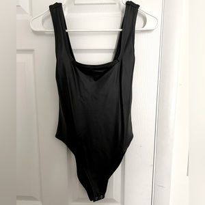 Black Faux-Leather Bodysuit